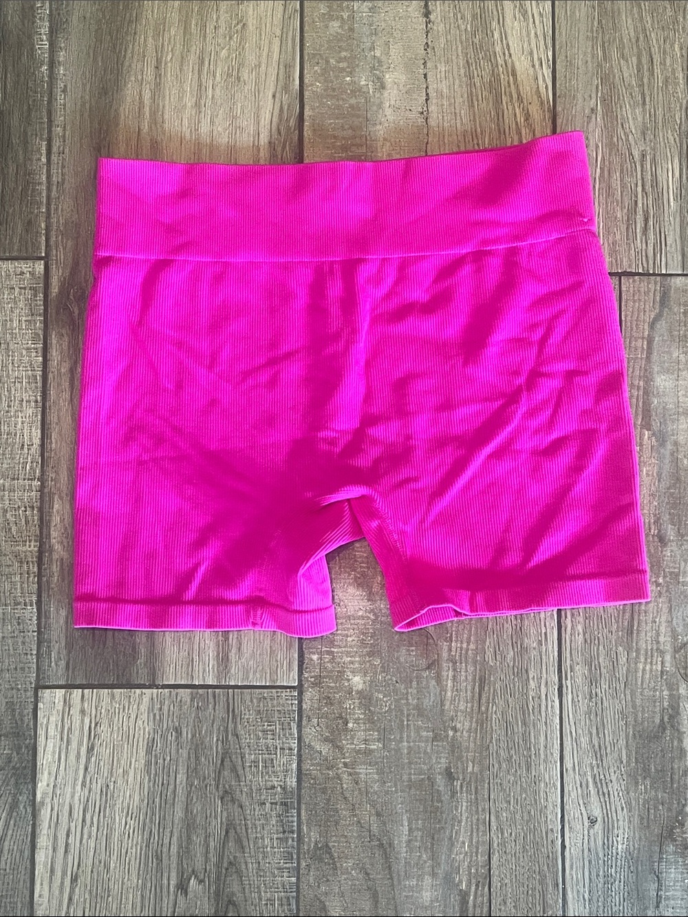 wild fable Hot Pink Ribbed High-Waist Bike Shorts